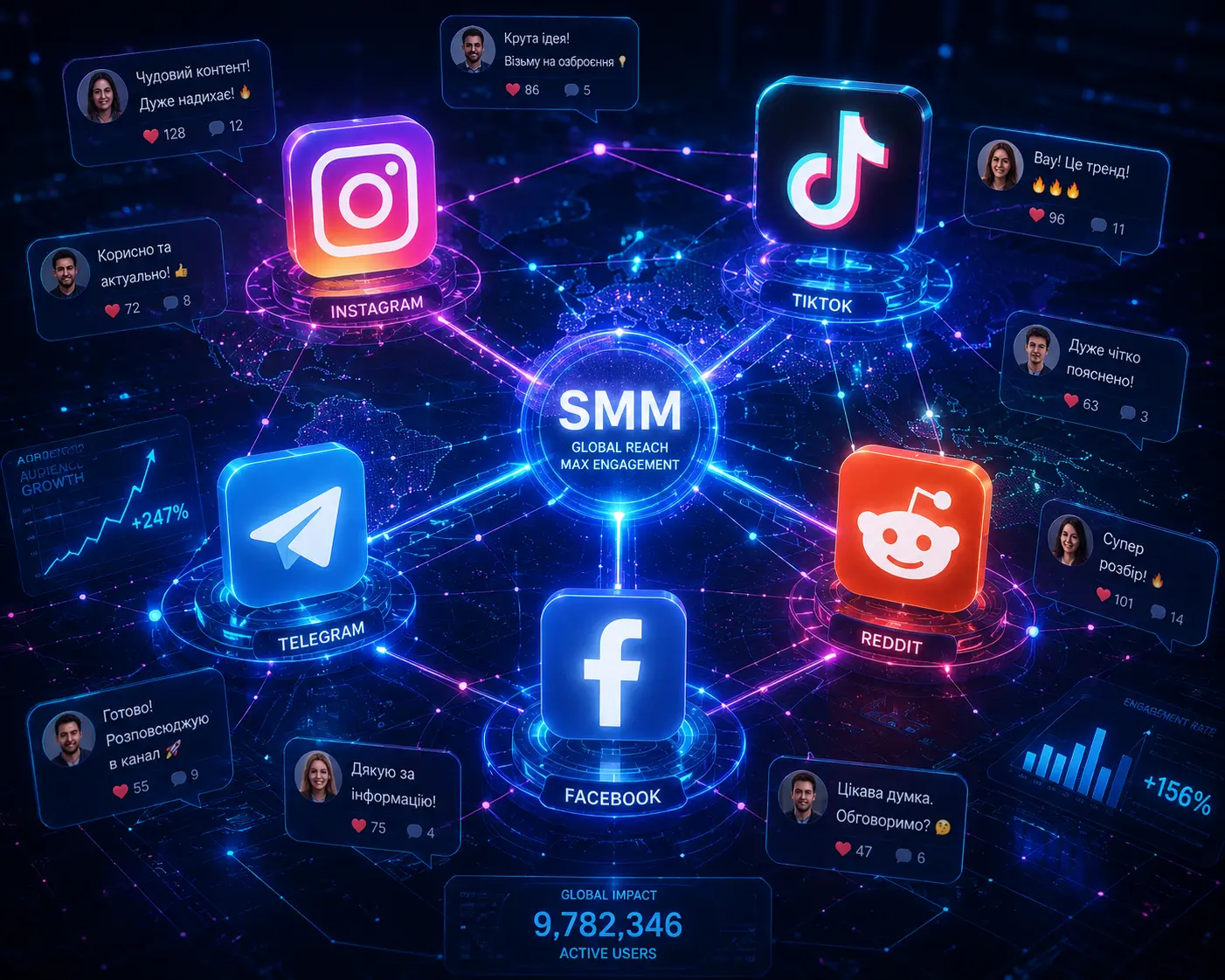Специфіка коментарів для Instagram, TikTok, Telegram та Facebook