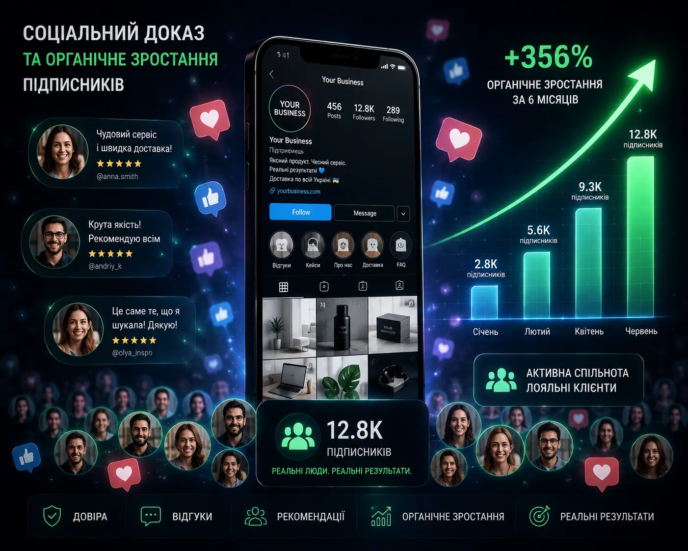 Соціальний доказ та органічне зростання кількості підписників у бізнесі
